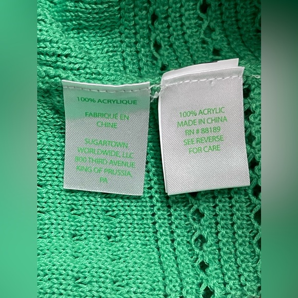 SOLD NWT Lilly Pulitzer Green Open Front Fringe Mid Length Cardigan  Size Medium - Picture 8 of 8